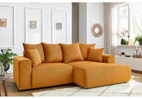 Кадифен ъглов диван в цвят жълта охра Enjoy – Bobochic Paris