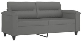 359563 vidaXL 2-местен диван, Тъмносив, 140 см, микрофибърен плат