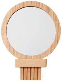Стенно козметично огледало с дървена рамка ø 14 cm - Hübsch
