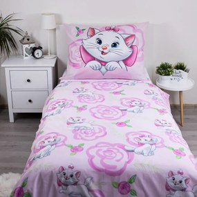 Розово единично памучно детско спално бельо 140x200 cm Marie Cat "Pink" – Jerry Fabrics
