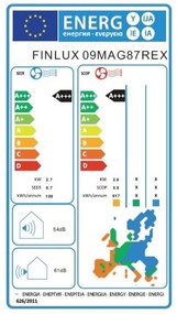 Инверторен Климатик Finlux 09MAG87REX, 9000 BTU, A+++, Wi-Fi, Комфортен бриз, 4D обдухване, Бял