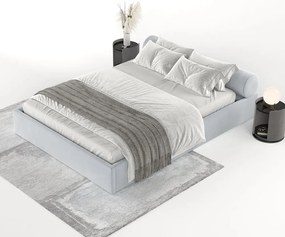 Светлосиво двойно легло 200x200 cm тапицирано с място за съхранение с включена подматрачна рамка Solvo – Maison de Rêve