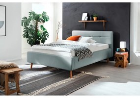 Синьо тапицирано двойно легло с място за съхранение и с решетка 140x200 cm Lotte - Meise Möbel