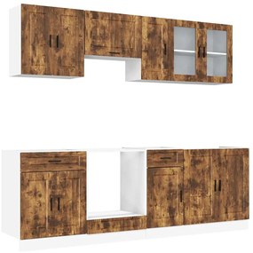 3314846 vidaXL Комплект кухненски шкафове от 8 части "Porto" опушен дъб, инженерна дървесина