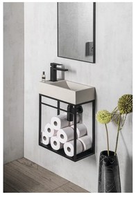 Черна метална стенна стойка без мивка 39,5x45 cm Crest – Sapho