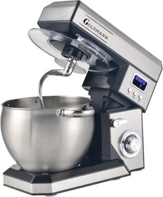 Планетарен миксер Goldmann GM-1115BD, 2200W, 8.5 л, 6 скорости + импулси, Таймер, Иноксова купа, LED, Инокс