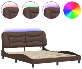3213943 vidaXL Рамка за легло с LED без матрак Hvar, кафява, 160x200 cм