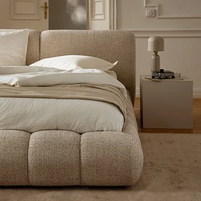 Бежово тапицирано двойно легло с място за съхранение и включена подматрачна рамка 200x200 cm Solange – Micadoni