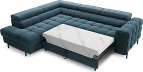 Син разтегателен ъглов диван с място за съхранение от букле (ляв ъгъл L форма) Ferucce – ELTAP