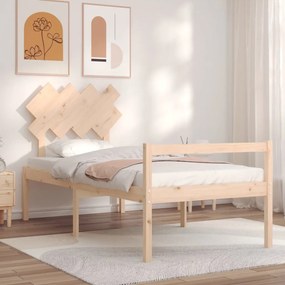 3195531 vidaXL Легло за възрастни с табла, 90x200 см, масивно дърво