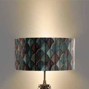 Подова лампа с триножник от месинг, абажур от велур с дизайн на листа и златно покритие отвътре - Cortin