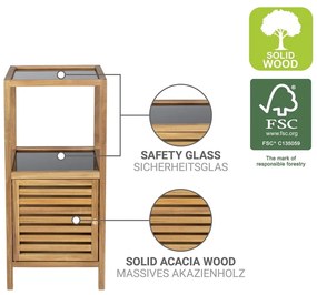 Нисък тесен шкаф за баня от масивна акация в черен и естествен цвят 39,5x86 cm Fondi – Wenko