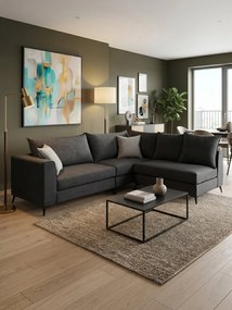 Ъглов диван Ricap-Сиво тъмно