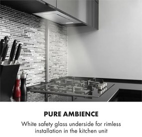 Klarstein Hektor, абсорбатор, вграждане, 52 cm извлича 530 m³/ч, LED, сензорен панел, стъкло