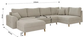 Бежов ъглов диван от плат букле (ляв ъгъл/"U" форма) Ariella – Ropez