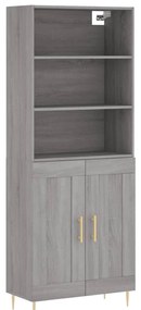 3189947 vidaXL Висок шкаф, сив сонома, 69,5x34x180 см, инженерно дърво