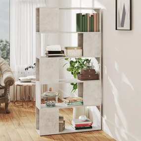809147 vidaXL Библиотека, бетонно сива, 80x24x155 см, инженерно дърво