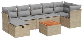 3325769 vidaXL Градински диван с възглавници, 8 части, бежов полиратан