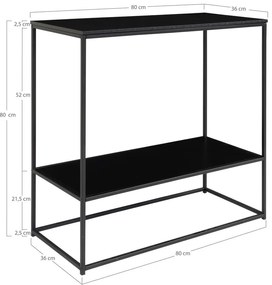 Черна конзолна маса с черен плот 80x36 cm Vita - House Nordic