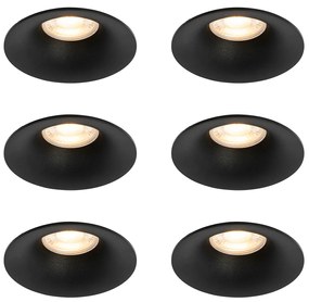 Комплект от 6 черни вградени прожектори GU10 50mm - Gijs