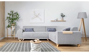 Светлосив разтегателен/с място за съхранение ъглов диван (десен ъгъл/L форма) Classy Sophie – Miuform