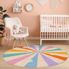 Детски килим подходящ за пране ø100 cm Rainbow Daisy – Mila Home