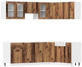3328575 vidaXL Комплект кухненски шкафове, 11 части, "Lyon", старо дърво, инженерно дърво