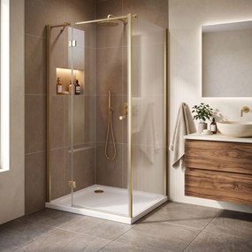Корито за душ кабина-акрилно Rea Belmond White 80x80 Brush Gold