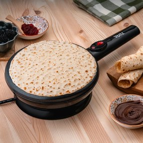 Уред за палачинки Oliver Voltz OV51323B, 800W, Терморегулатор, Светлинен индикатор, Незалепващо покритие, Черен