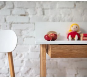 Бяло бюро с основа от ясенова дървесина, дължина 65 cm Luka - Ragaba