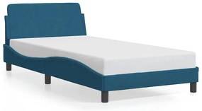 373136 vidaXL Рамка за легло с табла Dover, синя, 100x200 см, кадифе