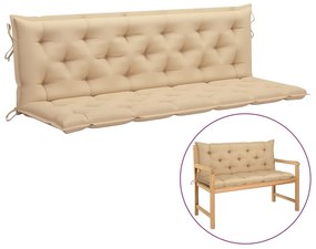 Възглавница за градинска пейка бежова 180x(50+50)x7 см оксфорд