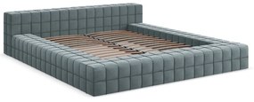 Светлосиньо двойно тапицирано легло с включена подматрачна рамка 160x200 cm Akela – Makamii