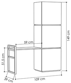 Комплект от дъбов шкаф за обувки и дъбов стенен шкаф Mello - Decortie
