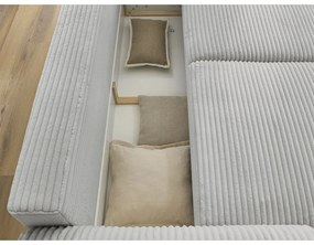 Светлосив разтегателен диван от рипсено кадифе 257 cm Lucien – Bobochic Paris