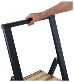 Черна алуминиева нехлъзгава сгъваема стълба Stepladder III. - Wenko
