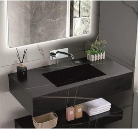 Мивка за баня PIETRA ICL 12049/100B /БЕЗ ОТВОР, стенен монтаж, кварц, черен мат, 100x50x18см