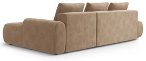 Светлокафяв кадифен сгъваем/с място за съхранение ъглов диван (десен ъгъл) Linz – Cosmopolitan Design
