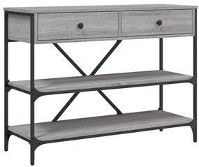 833406 vidaXL Конзолна маса с чекмеджета и рафтове сив сонома инженерно дърво