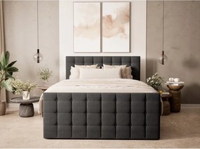 Антрацитно боксспринг легло 180x200 cm с място за съхранение Tasca – Maison de Rêve