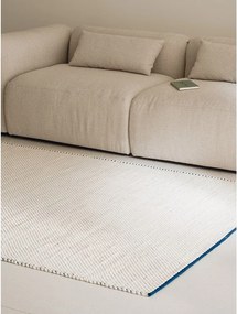 Син/бежов ръчно изработен вълнен килим 140x200 cm Lenu – noo.ma