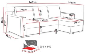 Ъглов диван Latte-Ekrou
