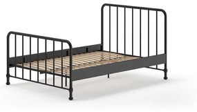 Черно метално единично легло с решетка 140x200 cm BRONXX - Vipack