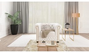 Бял фотьойл от изкуствена кожа York - Ropez