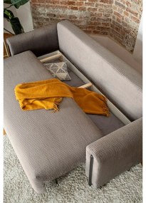 Светлокафяв сгъваем/с място за съхранение диван от рипсено кадифе 244 cm Arcadova – ELTAP