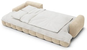 Бежов кадифен сгъваем/с място за съхранение ъглов диван (ляв ъгъл) Linz – Cosmopolitan Design