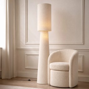 Japandi подова лампа бежова плюшена тъкан 2 светлини - Trompet