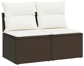 3325239 vidaXL Градински комплект с възглавници 2 части кафяв полиратан акация