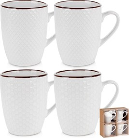 Комплект от 4 броя керамични чаши, 400мл, бял цвят