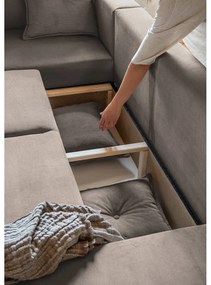 Светлокафяв ъглов диван от велур (ляв ъгъл/U-образна форма) Lazy Lukka - Miuform